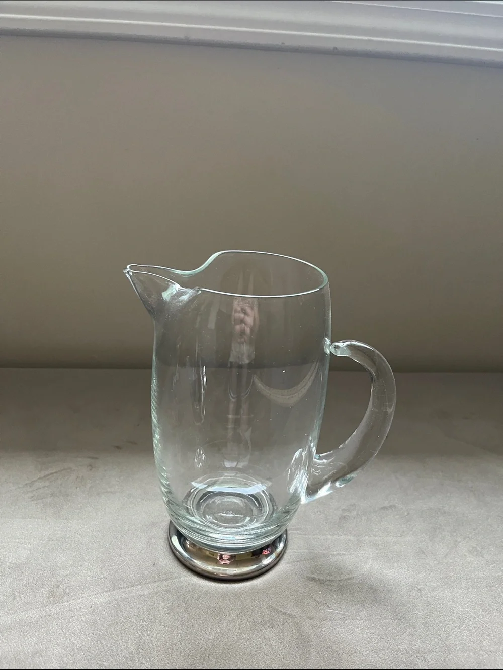 Source Unknown Clear Glass Pitcher with Silver-Tone Base
